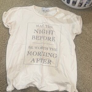 Wildfox Cream Graphic Tee with Black Text